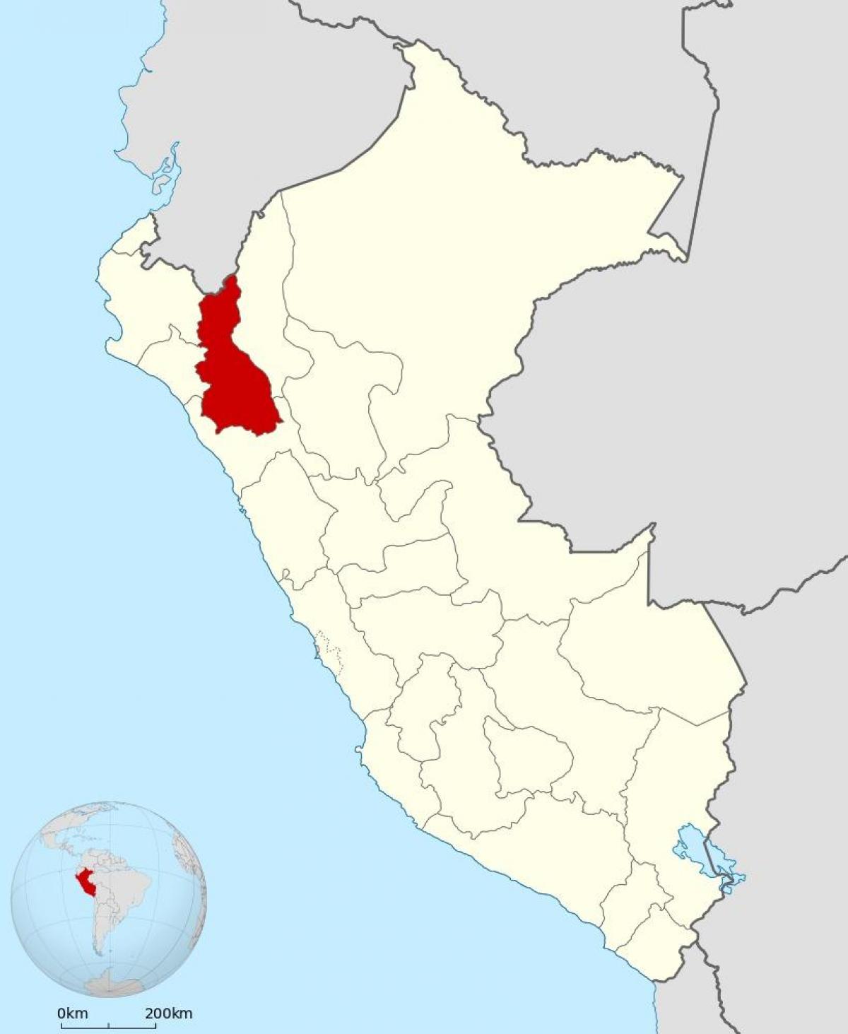 kaart van cajamarca, Peru