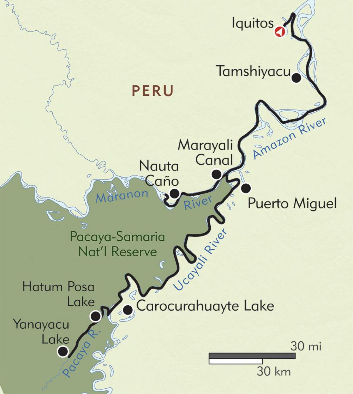 amazone van Peru kaart