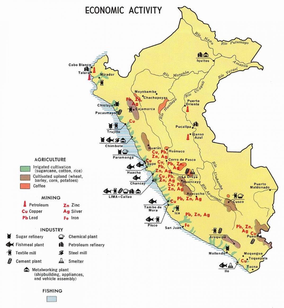 kaart van Peru landbouw
