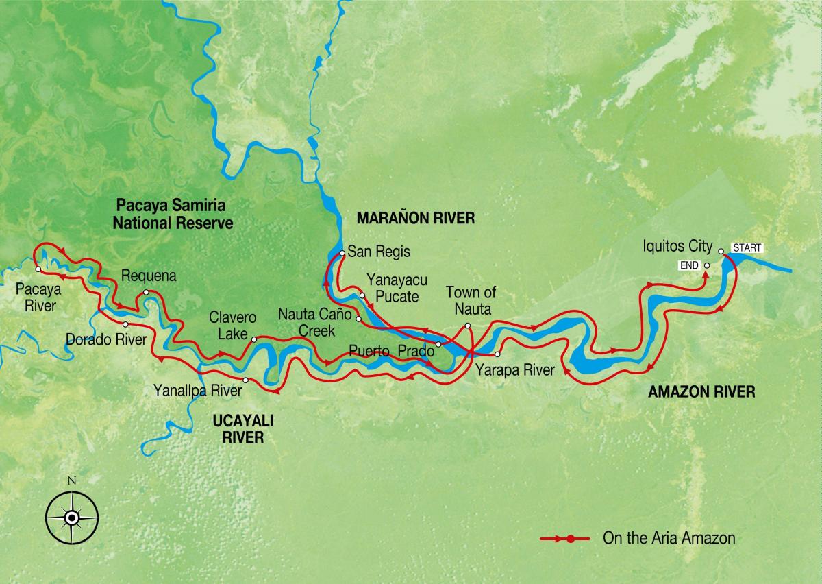 kaart van de amazone in Peru