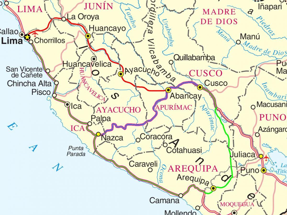 kaart van cusco, Peru