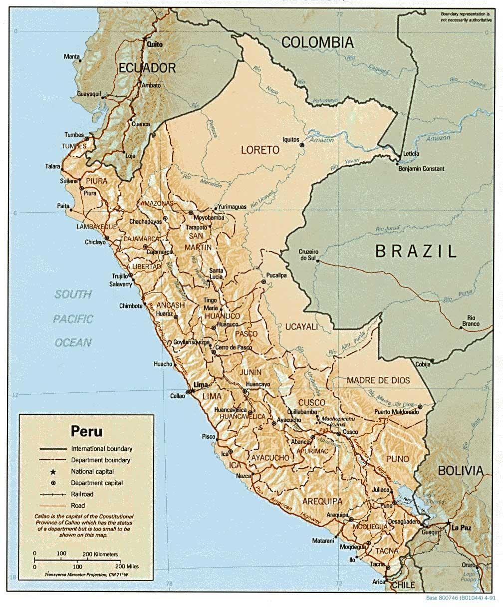 kaart van Peru surfen