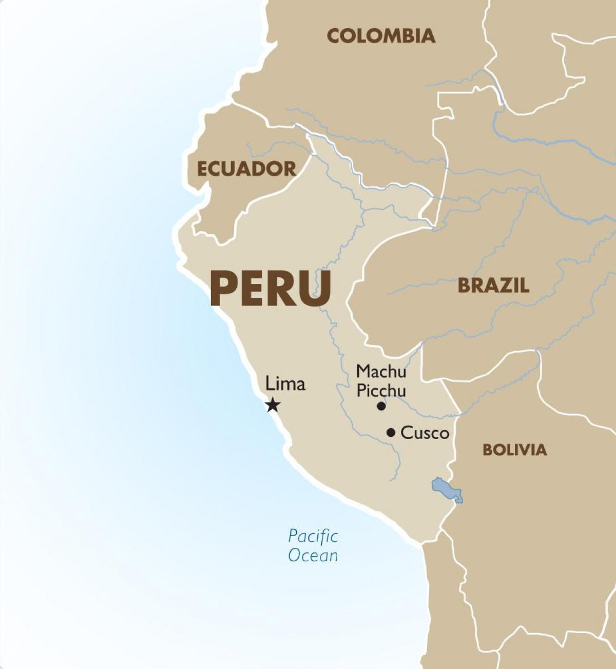 kaart van Peru en de omliggende landen