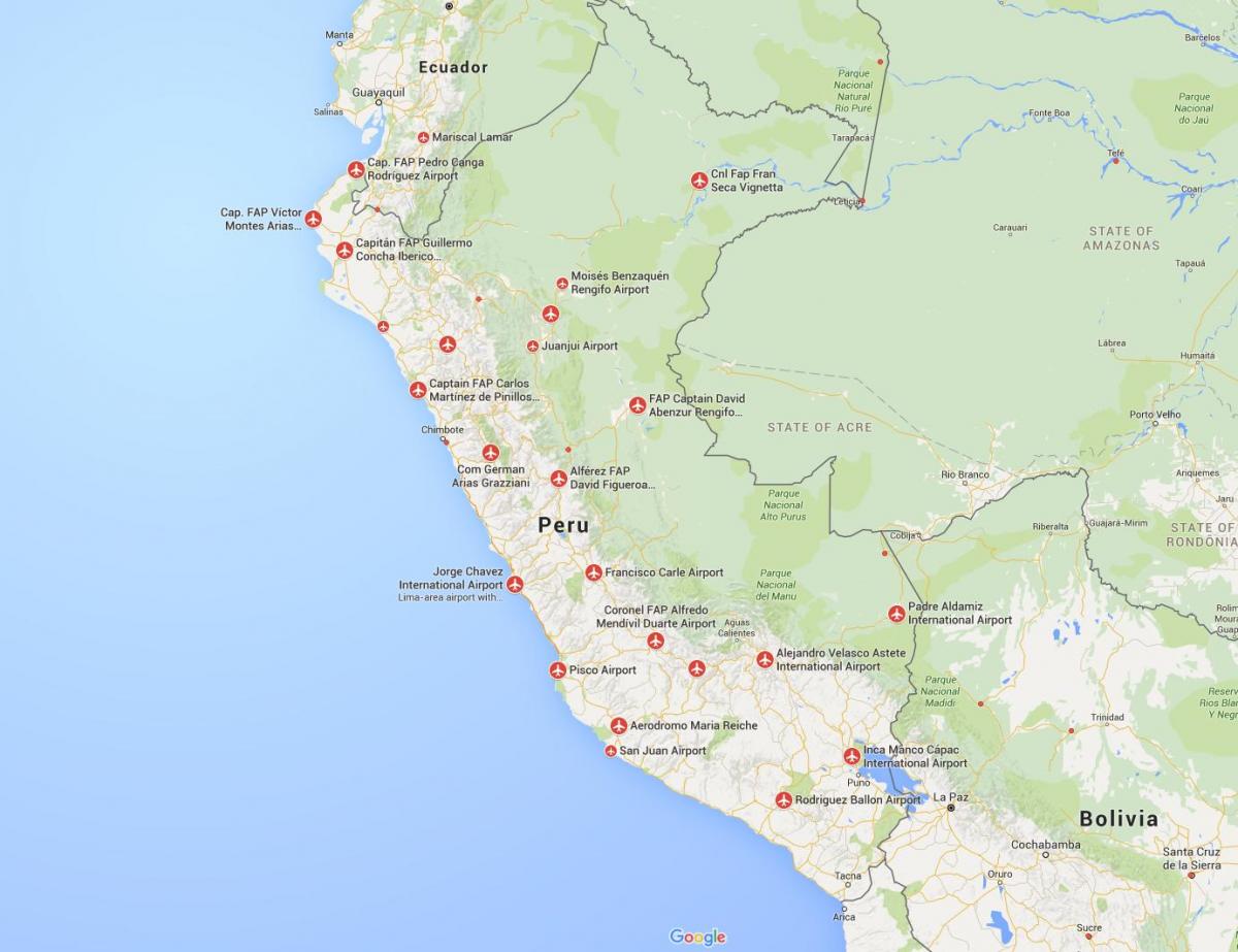 luchthavens in Peru kaart
