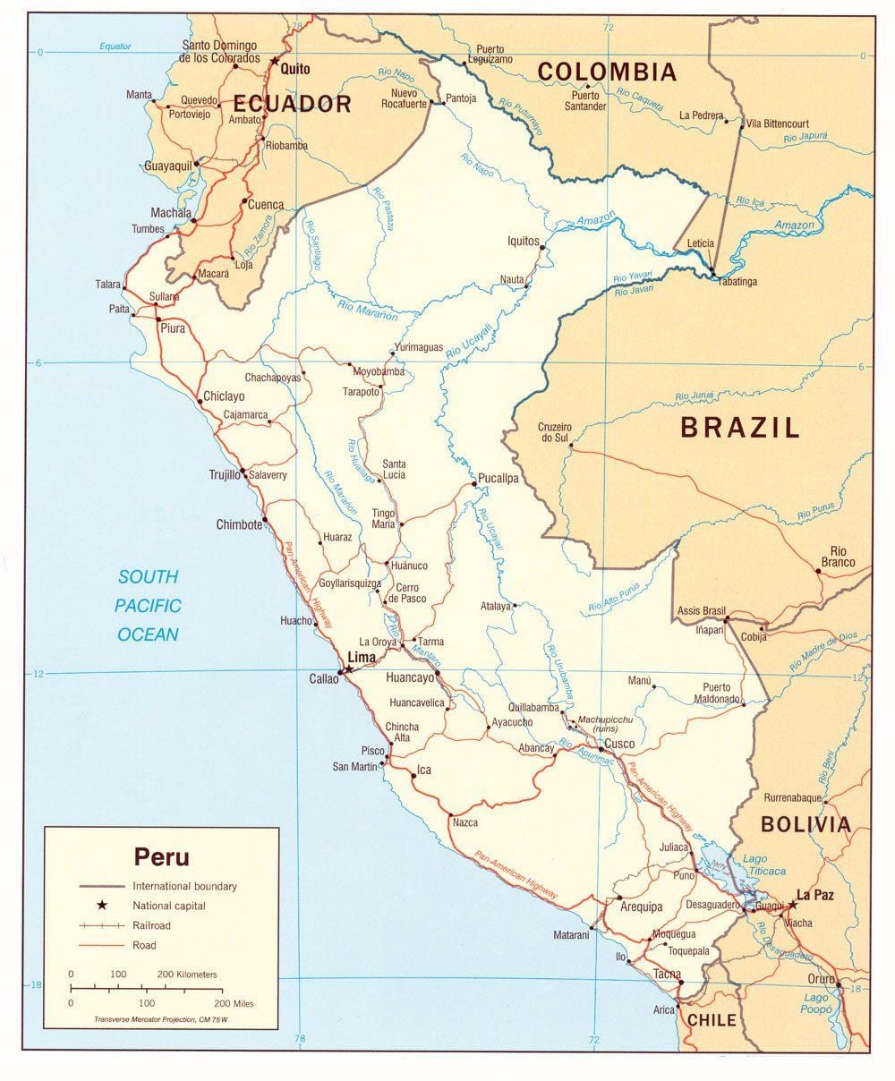 kaart van Peru staten