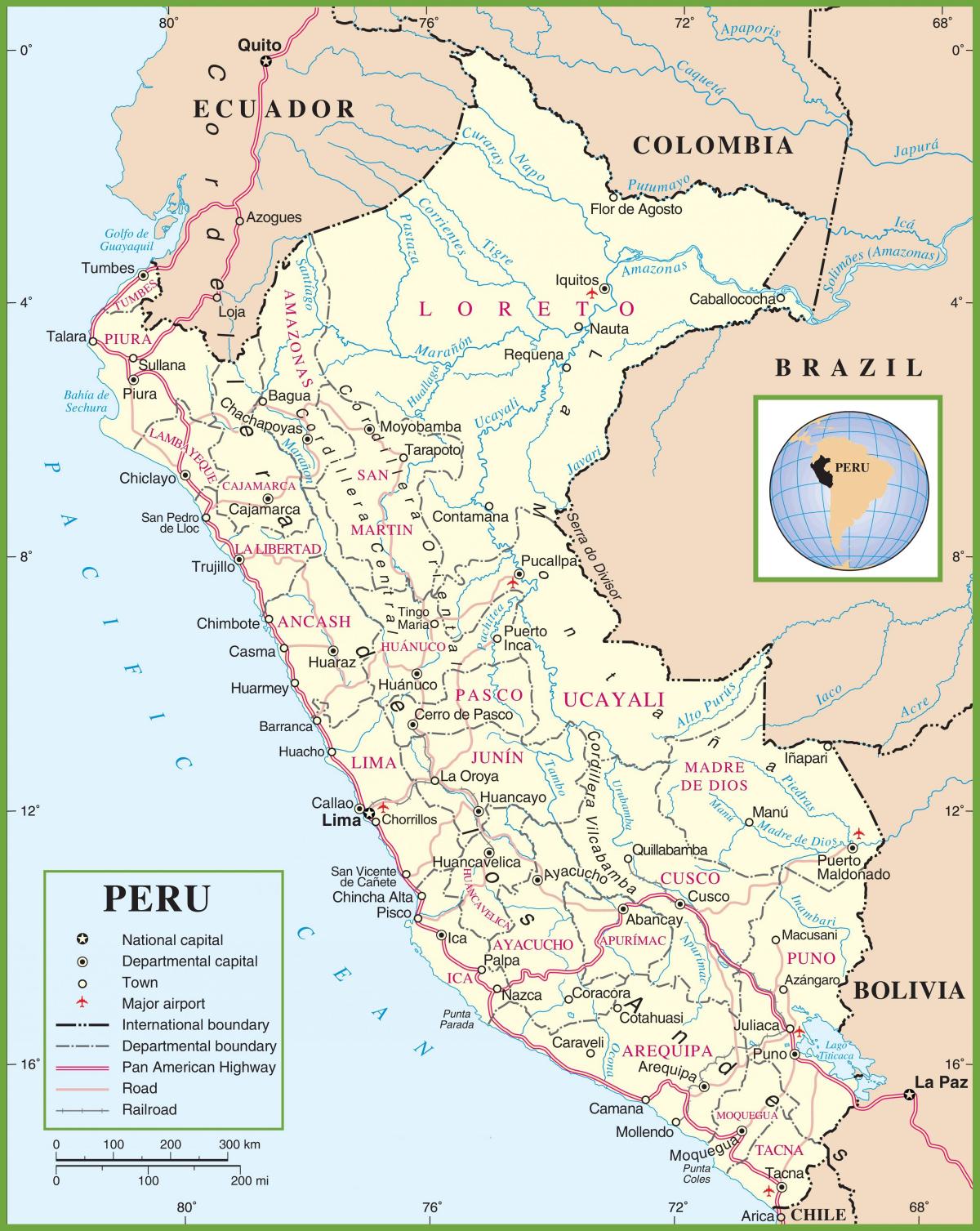 kaart van de politieke kaart van Peru