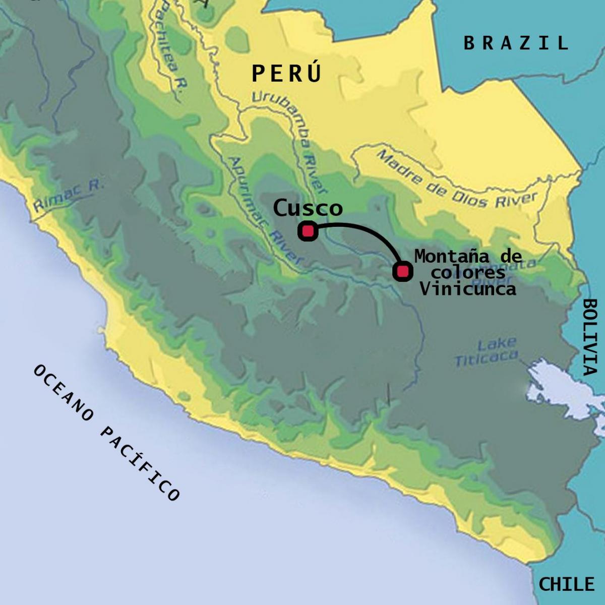 vinicunca Peru kaart