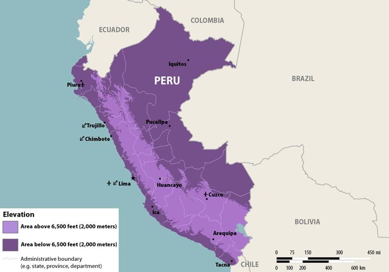 kaart van Peru zika