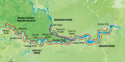 Kaart van de amazone in Peru