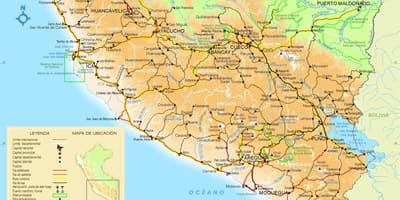 Kaart van zuid-Peru