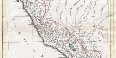 Kaart van de oude kaart van Peru