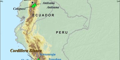 De peruaanse andes kaart