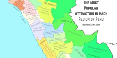 Kaart van Peru toeristische attracties