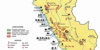 Kaart van Peru landbouw