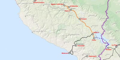 Peru trein kaart