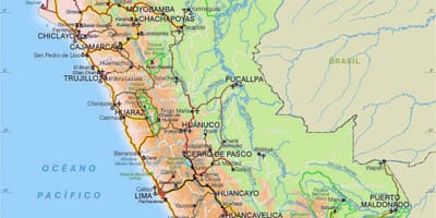 Kaart van Peru weg